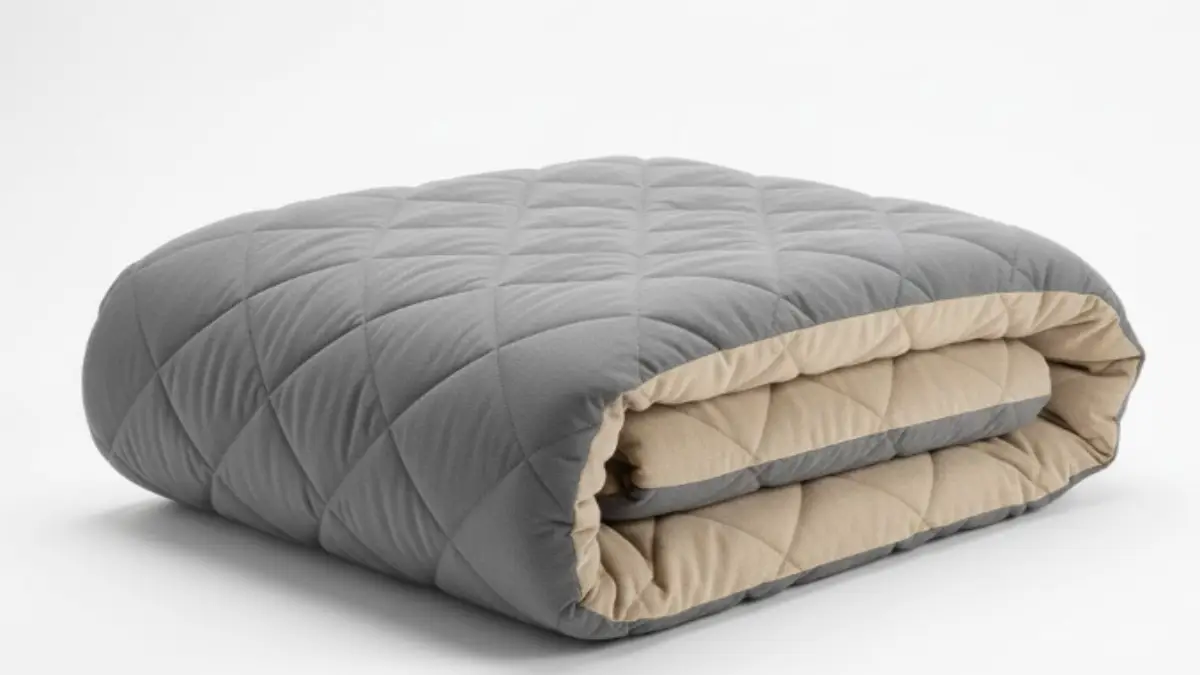 ダイニングテーブル用のハイタイプこたつ布団。足元までしっかり覆える長めデザインが特徴の製品画像。