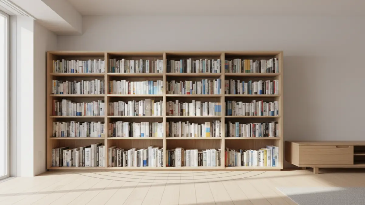マンションの部屋で壁際に配置された本棚の様子