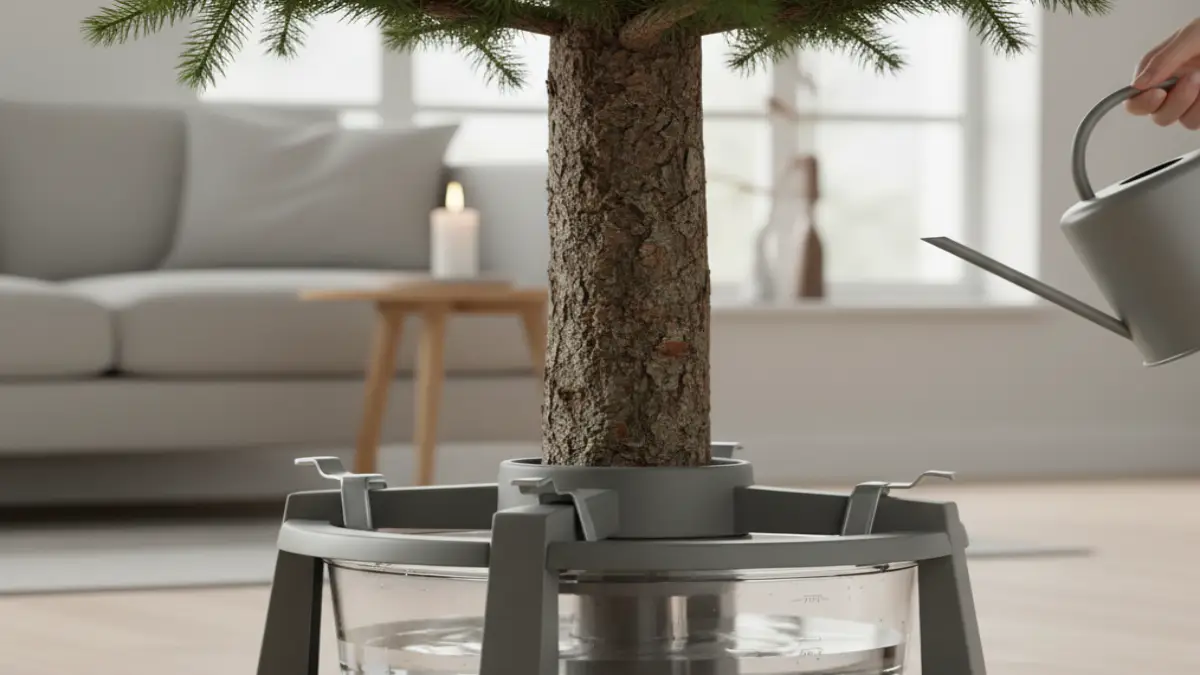 IKEAの本物もみの木ツリー IKEAで買える本物のもみの木クリスマスツリーを室内に設置したイメージ