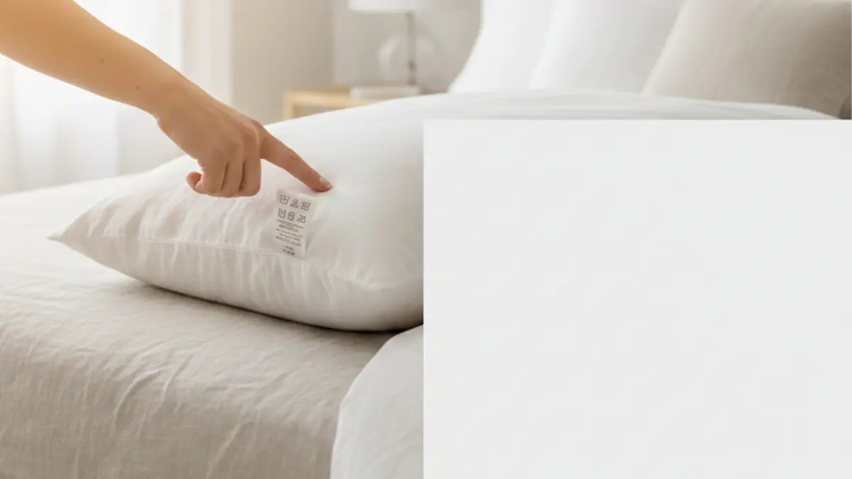 ニトリの枕の洗濯表示を確認して洗濯できるか判断するイメージ