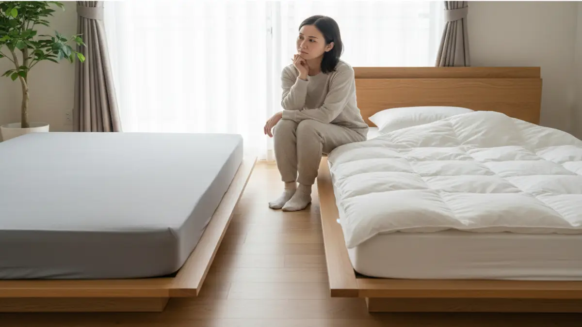 硬めマットレスと柔らかめマットレスを比較して違いを整理するイメージ