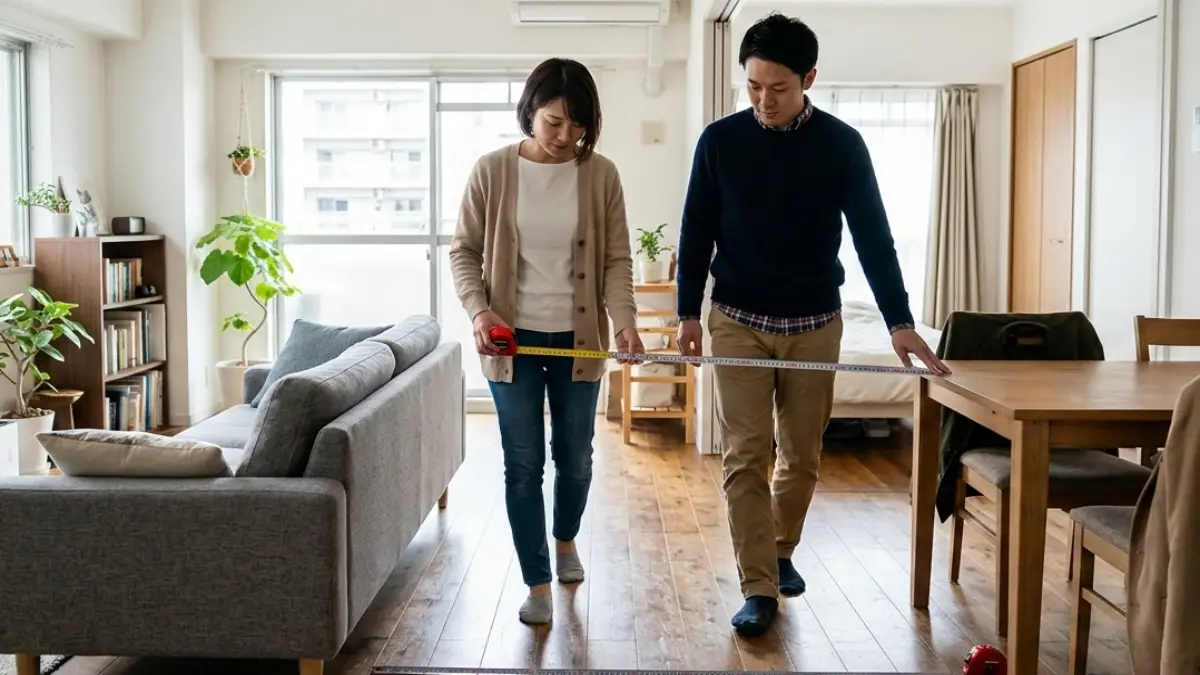 1LDK通路幅と生活動線の基準 1LDKで通路幅を確認する生活動線のイメージ