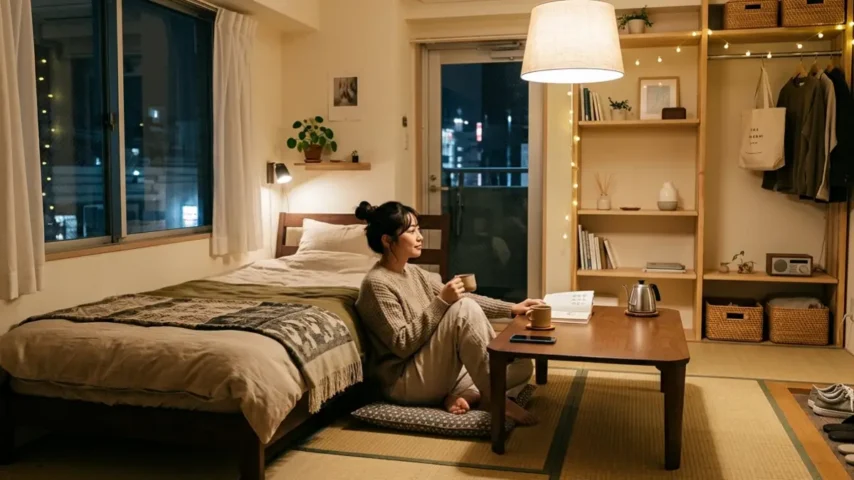 6畳ワンルームのカフェ風レイアウト カフェ風部屋作り ワンルーム6畳のレイアウト実例