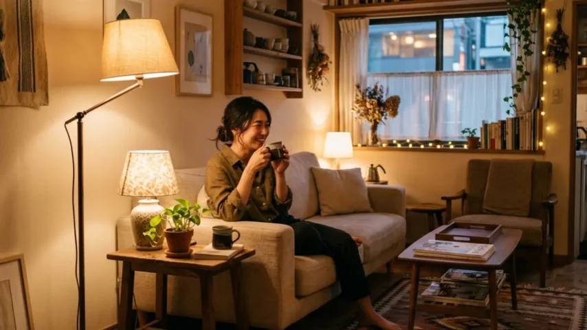 カフェ風照明の雰囲気作り カフェ風部屋作り ワンルームの照明の雰囲気