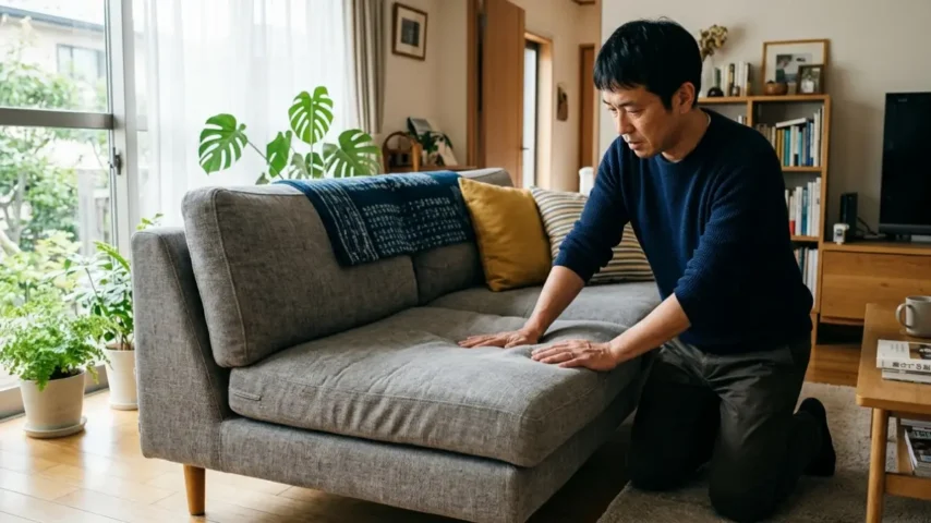 ソファーがへたってきたら座面クッションの沈み込みを確認する方法