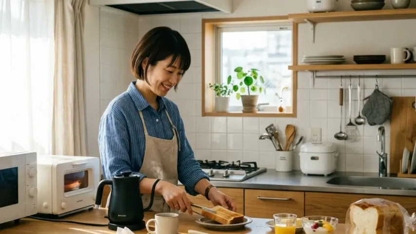 ニトリ調理家電を使って朝食を準備しているイメージ