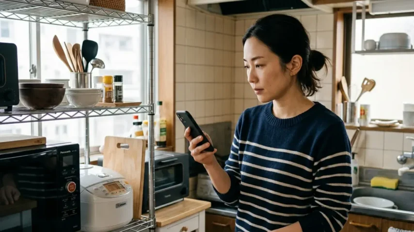 ニトリ調理家電の口コミや評判を確認しているイメージ