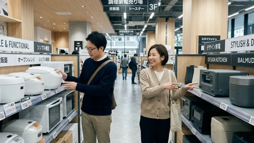 ニトリ調理家電と無印や他社を比較しているイメージ