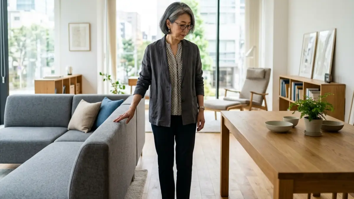 50代女性 一人暮らしインテリア 家具比較 50代女性 一人暮らしインテリア 家具を比較して選ぶ様子