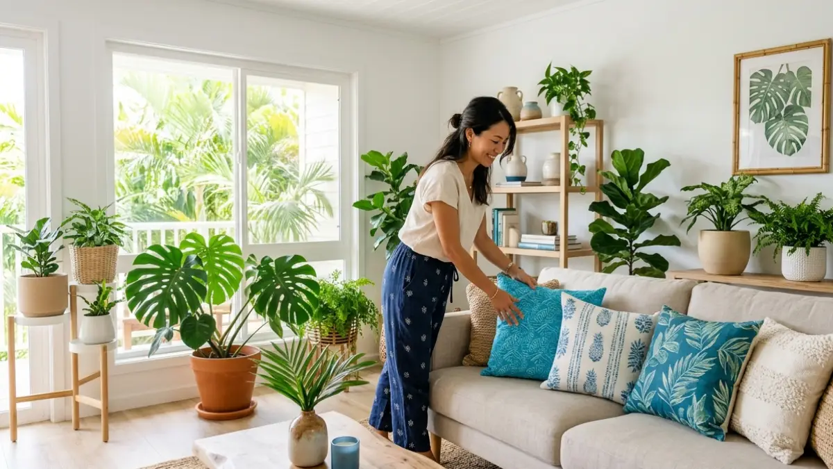 ハワイアン部屋の配色バランス ハワイアン 部屋作り 配色バランスのイメージ