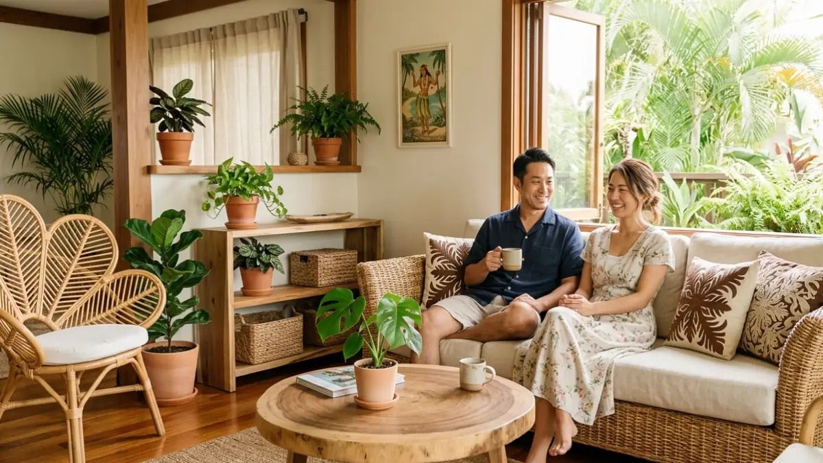 ハワイアンな部屋の特徴イメージ ハワイアン 部屋作りの自然素材を活かした部屋イメージ