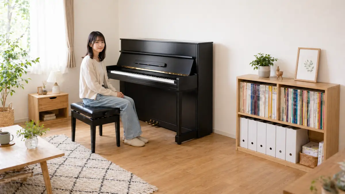楽譜 本棚 ピアノの基本配置が分かるおしゃれな部屋