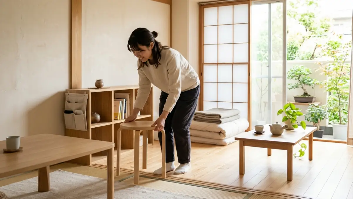 狭い部屋を広く見せるレイアウト 狭い部屋でも広く見せる配置術で家具を整えたイメージ