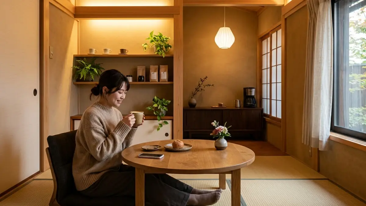 スタバ風インテリア一人暮らし6畳ワンルームレイアウト