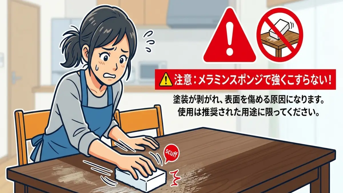 テーブルコーティングはがれのNG行為例