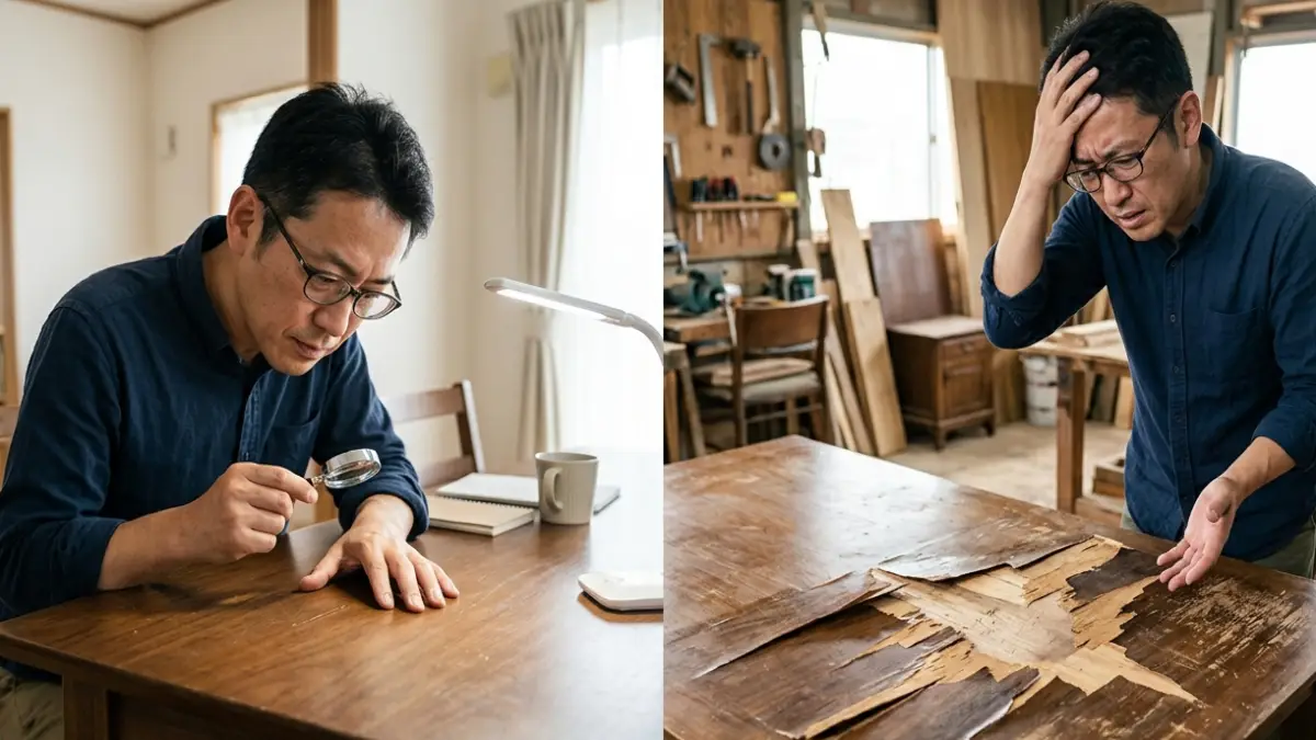 テーブルコーティングはがれのDIY判断イメージ