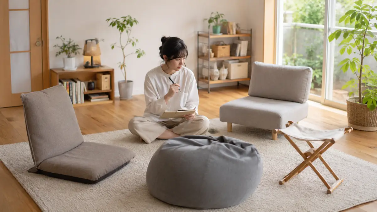 ソファーはいらないか後悔しないために代替アイテムを確認する日本人女性