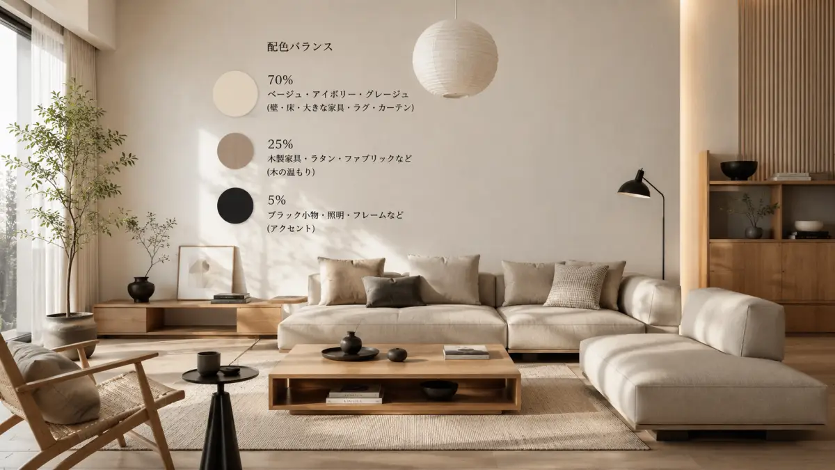 ジャパンディ×ホテルライクインテリアの配色バランス