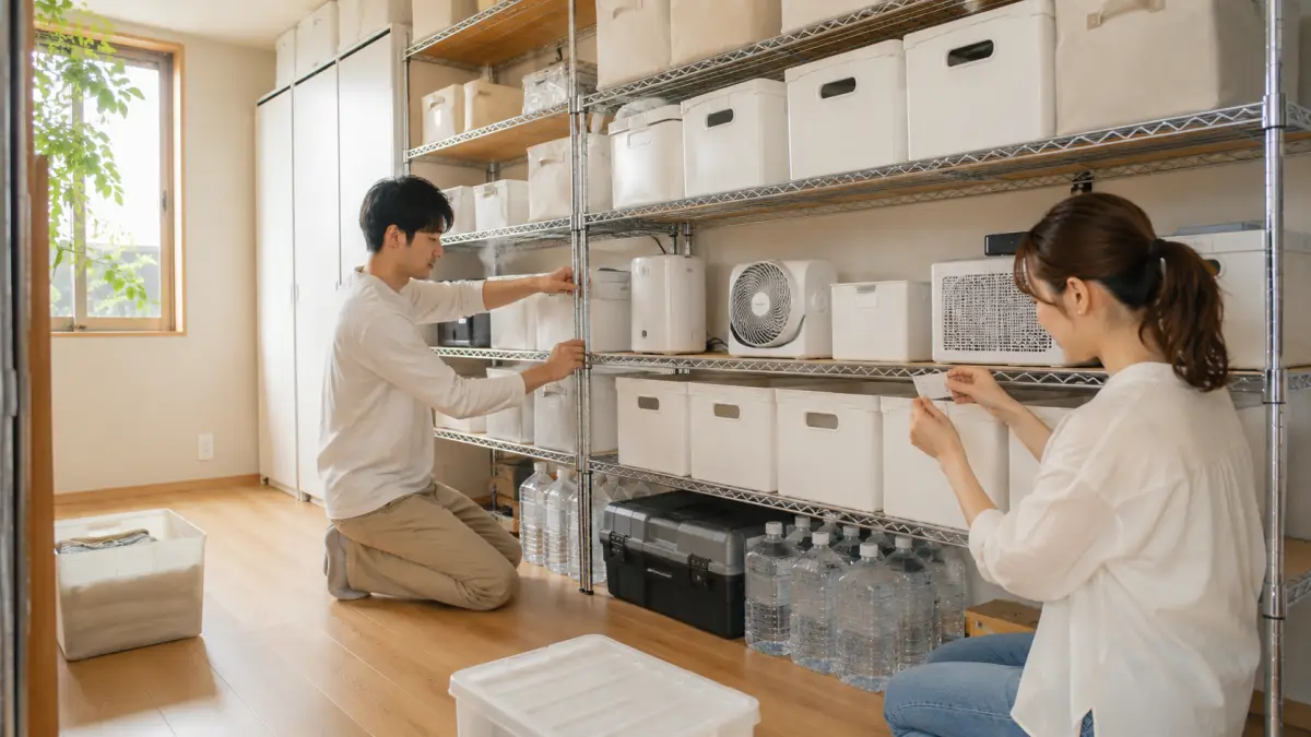 棚を活用した物置部屋収納アイデア 棚を使った物置部屋収納アイデアで整理整頓する日本人
