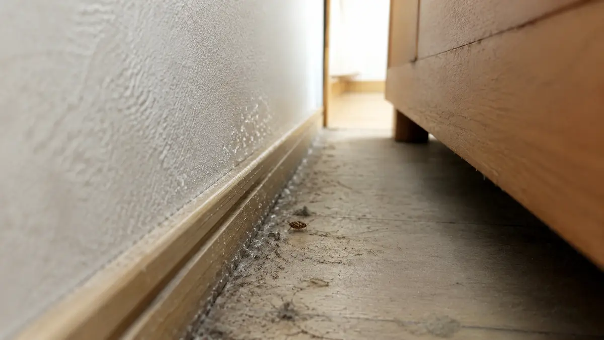 家具の裏にたまったほこりと湿気に潜む小さな虫