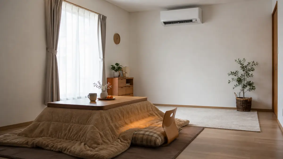 こたつとエアコンとホットカーペットの電気代を比較する冬のリビング