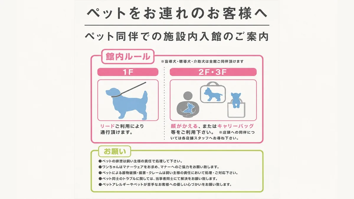 ニトリ店舗のペット同伴入店ルール案内 ニトリ店舗のペット同伴入店ルール案内