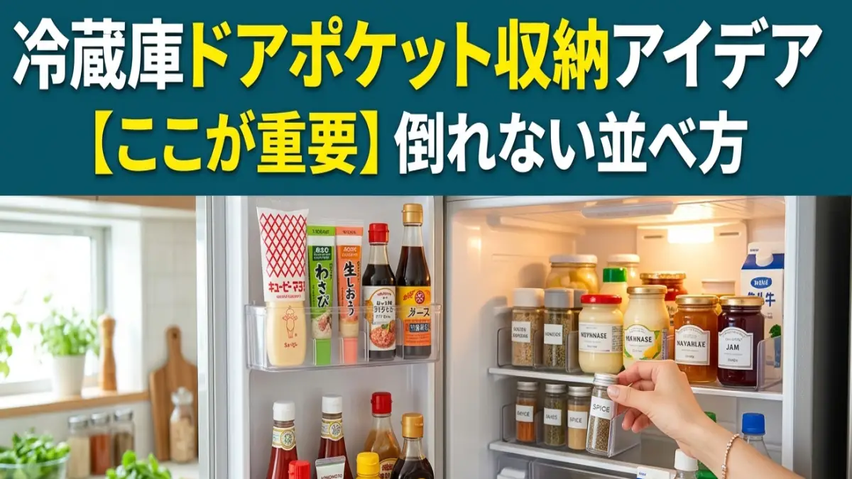 冷蔵庫ドアポケット収納アイデアはここが重要 倒れない並べ方